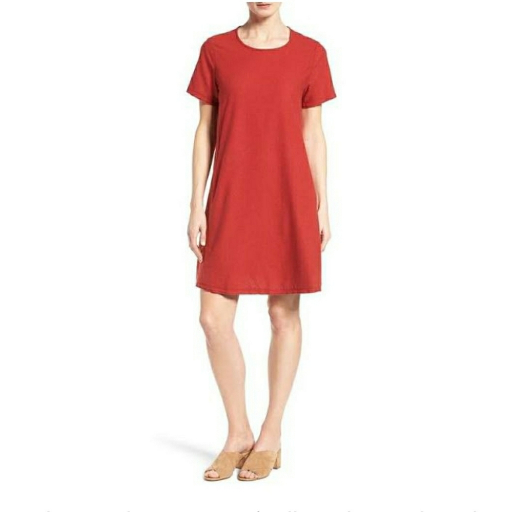 Eileen Fisher Serno dress in red silk